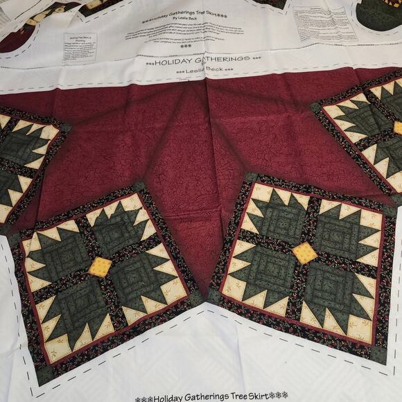 Leslie Beck Holiday Gatherings 2 Fabric Panels Cut & Sew Tree Skirt Stockings - Picture 2 of 10